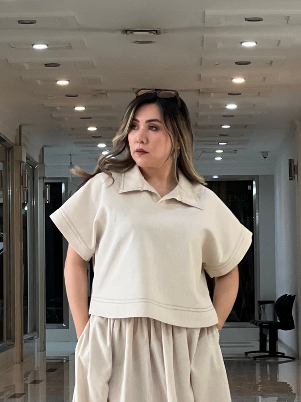 ست پلوشرت و دامن لینن نچرال